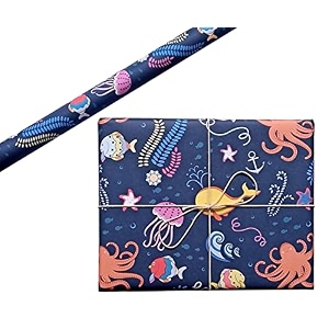 aakar pack of 5 gift wrapping paper sheets kids gift wraps for kids pack of 5 - sea shoremulticolor