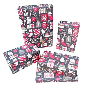 aakar  pack of 5 gift wrapping paper sheet gift paper gift wrap for birthday jingle bellsassorted