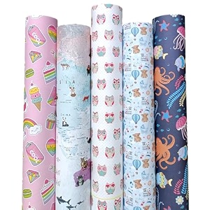 aakar  pack of 5 gift wrapping paper sheet gift paper gift wrap for birthday toddlers dreamassorted