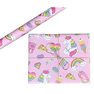 aakar pack of 5 gift wrapping paper sheets kids gift wraps for kids pack of 5 unicornmulticolor