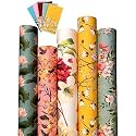 aakar, Pack Of 5, Gift Wrapping Paper Sheet, Gift Paper, Gift Wrap For Birthday - Floral With Gift Tags,Multicolor