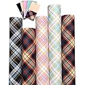 aakar, Pack Of 5, Gift Wrapping Paper Sheet, Gift Paper, Gift Wrap For Birthday - Checks With Gift Tags,Multicolor
