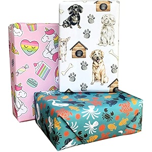 aakar pack of 6 gift wrapping paper sheet gift paper - checksmulticolor
