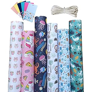aakar pack of 6 gift wrapping paper sheet gift paper - checksmulticolor