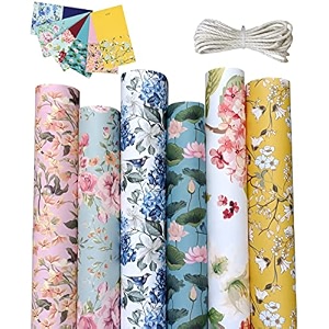 aakar pack of 6 gift wrapping paper sheet gift paper gift wrap roll gift papers sheets gift cover rapping paper gift wrapper - floral with tagsmulticolor