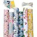 aakar, Pack Of 6, Gift Wrapping Paper Sheet, Gift Paper, Gift Wrap Roll, Gift Papers Sheets, Gift Cover Rapping Paper, Gift Wrapper - Floral With Tags,Multicolor
