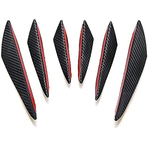 pvc carbon fiber front bumper lip protectors 6 pieces black with red trim universal car styling accessories anti-collision strip decoration accessories