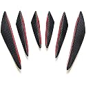PVC Carbon Fiber Front Bumper Lip Protectors, 6 Pieces, Black with Red Trim, Universal Car Styling Accessories Anti-Collision Strip Decoration Accessories