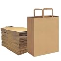 Aakriti Kraft Paper Gift Bags with Flat Handles - Brown 100 Pack, Small (8.5" x 7" x 3.5") for Shopping, Home, Office, Retail & Merchandise