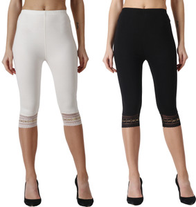 aakrushi capri leggings lace women beige black capri