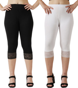 aakrushi capri leggings lace women black white capri