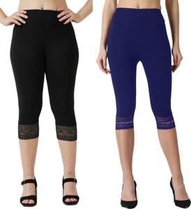 aakrushi capri leggings lace women black dark blue capri