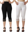 aakrushi Capri leggings Lace Women Black, White Capri