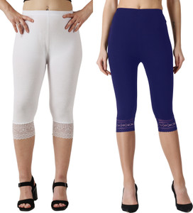 aakrushi capri leggings lace women white dark blue capri