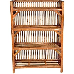 aal in one -bamboo cane bait shoe rack wooden slipper and shoes stand multi-purpose rack decorative planter stand shelf for books and newspaper entryway shelf organizer storage shelf for home kitchen