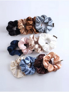aaliya international classic satin silk scrunchies for women and girls pack of 12 rubber band multicolor