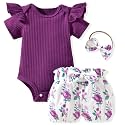 Aalizzwell Baby Girls Ribbed Bodysuit Bloomer Shorts Outfits Summer Clothes