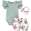 Aalizzwell Baby Girls Ribbed Bodysuit Bloomer Shorts Outfits Summer Clothes