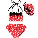 Aalizzwell Toddler Baby Girls 3 Piece Bikini Set Bathing Suit with Hat