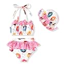Aalizzwell Toddler Baby Girls 3 Piece Bikini Set Bathing Suit with Hat