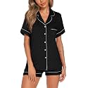 Aamikast Button Up Pajama Set for Women Shorts Short Sleeve Knit Sleepwear 2 Pice Pjs Sets