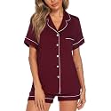 Aamikast Button Up Pajama Set for Women Shorts Short Sleeve Knit Sleepwear 2 Pice Pjs Sets