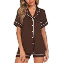 Aamikast Button Up Pajama Set for Women Shorts Short Sleeve Knit Sleepwear 2 Pice Pjs Sets