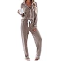 Aamikast Women's Pajama Sets Long Sleeve Button Down Sleepwear Nightwear Soft Pjs Lounge Sets
