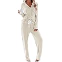 Aamikast Women's Pajama Sets Long Sleeve Button Down Sleepwear Nightwear Soft Pjs Lounge Sets