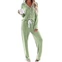 Aamikast Women's Pajama Sets Long Sleeve Button Down Sleepwear Nightwear Soft Pjs Lounge Sets