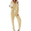 Aamikast Women's Pajama Sets Long Sleeve Button Down Sleepwear Nightwear Soft Pjs Lounge Sets