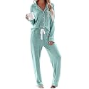 Aamikast Women's Pajama Sets Long Sleeve Button Down Sleepwear Nightwear Soft Pjs Lounge Sets