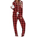 Aamikast Women's Pajama Sets Long Sleeve Button Down Sleepwear Nightwear Soft Pjs Lounge Sets