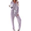 Aamikast Women's Pajama Sets Long Sleeve Button Down Sleepwear Nightwear Soft Pjs Lounge Sets