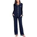 Aamikast Women's Pajama Sets Long Sleeve Button Down Sleepwear Nightwear Soft Pjs Lounge Sets