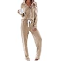 Aamikast Women's Pajama Sets Long Sleeve Button Down Sleepwear Nightwear Soft Pjs Lounge Sets