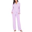 Aamikast Women's Pajama Sets Long Sleeve Button Down Sleepwear Nightwear Soft Pjs Lounge Sets