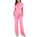 Aamikast Women's Pajama Sets Long Sleeve Button Down Sleepwear Nightwear Soft Pjs Lounge Sets