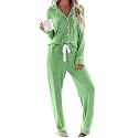 Aamikast Women's Pajama Sets Long Sleeve Button Down Sleepwear Nightwear Soft Pjs Lounge Sets