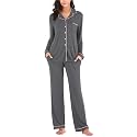 Aamikast Women's Pajama Sets Long Sleeve Button Down Sleepwear Nightwear Soft Pjs Lounge Sets
