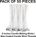 AAMU MOON 6 Inches Candle Making Wick, Wax Coated Candle Wick Thread Cotton Wick