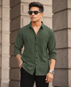AANKLAR Men Self Design Casual Green Shirt