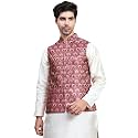 Aany's Culture Mens Stylish Polyster Floral Digital Printed Nehru Jacket | Two Pockets | Mandarin Collar | Lightweight | Comfortable Mens Nehru Jacket