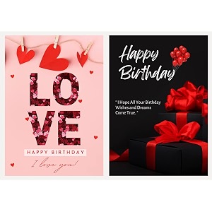 aanyacentric printed birthday greeting cards combo of 2 for husband wife boyfriend girlfriend lover