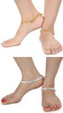 AanyaCentric Silver and Gold Plated Anklets Payal Pair Indian Traditional Ethnic Alloy Anklet