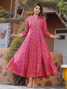 Aaradhiya Traders Women Printed Anarkali Kurta
