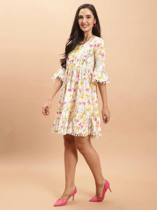 Aaradhya Fashion Women A-line White Above Knee