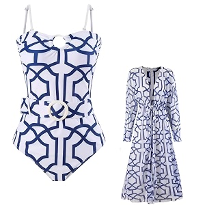 aaram stylish premium women39s one piece swimsuit with cover ups wrap skirt sarong retro floral print monokini tummy control swimwear printed swimming costume for women beach wear