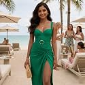 AARAM Stylish Premium Women's One Piece Swimsuit with Cover Ups Wrap Skirt Sarong Floral Print Monokini Tummy Control Swimwear, Printed Costume Women Beach Wear