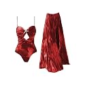 AARAM Stylish Premium Women's One Piece Swimsuit with Cover Ups Wrap Skirt Sarong Floral Print Monokini Tummy Control Swimwear, Printed Costume Women Beach Wear